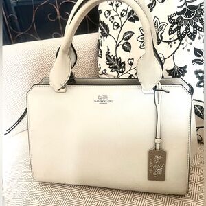 COACH ivory Madison Lexington satchel bag silver hardware